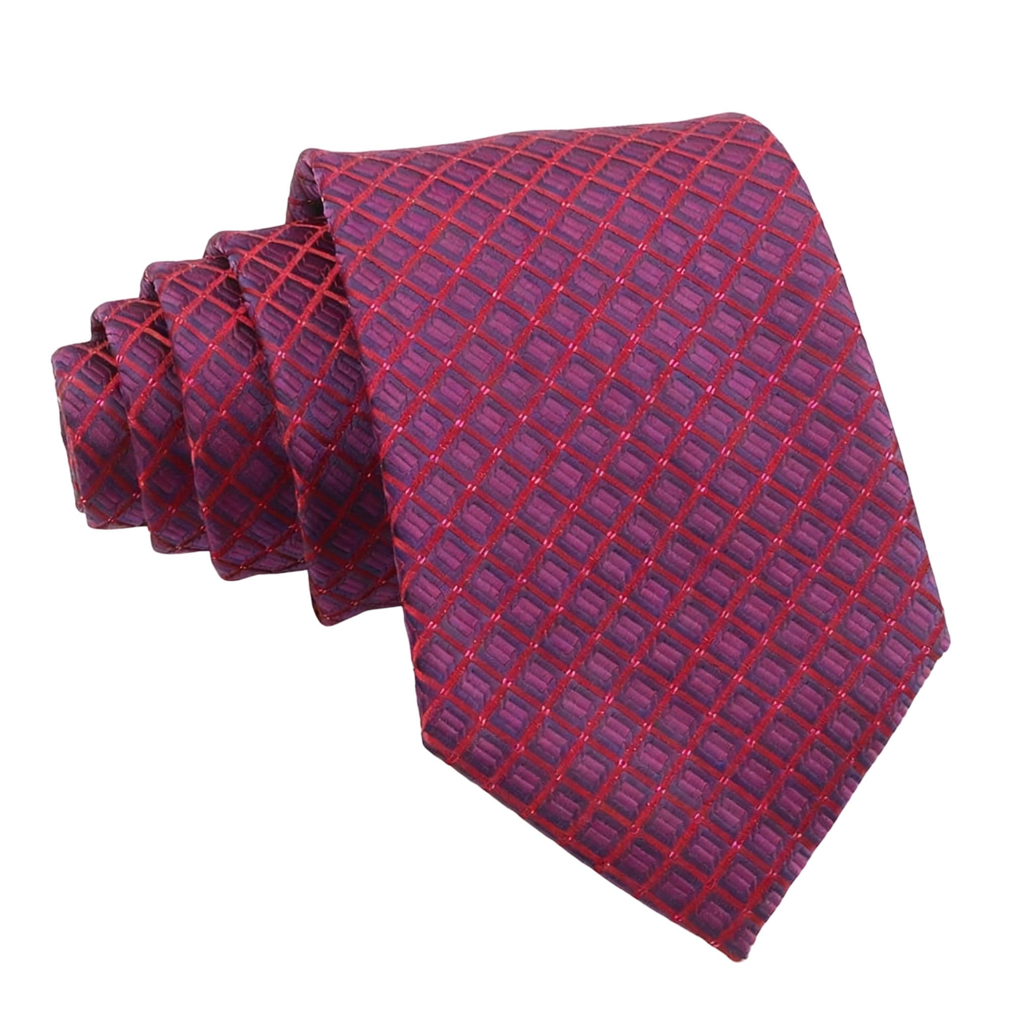 Purple With Red Checkered Necktie