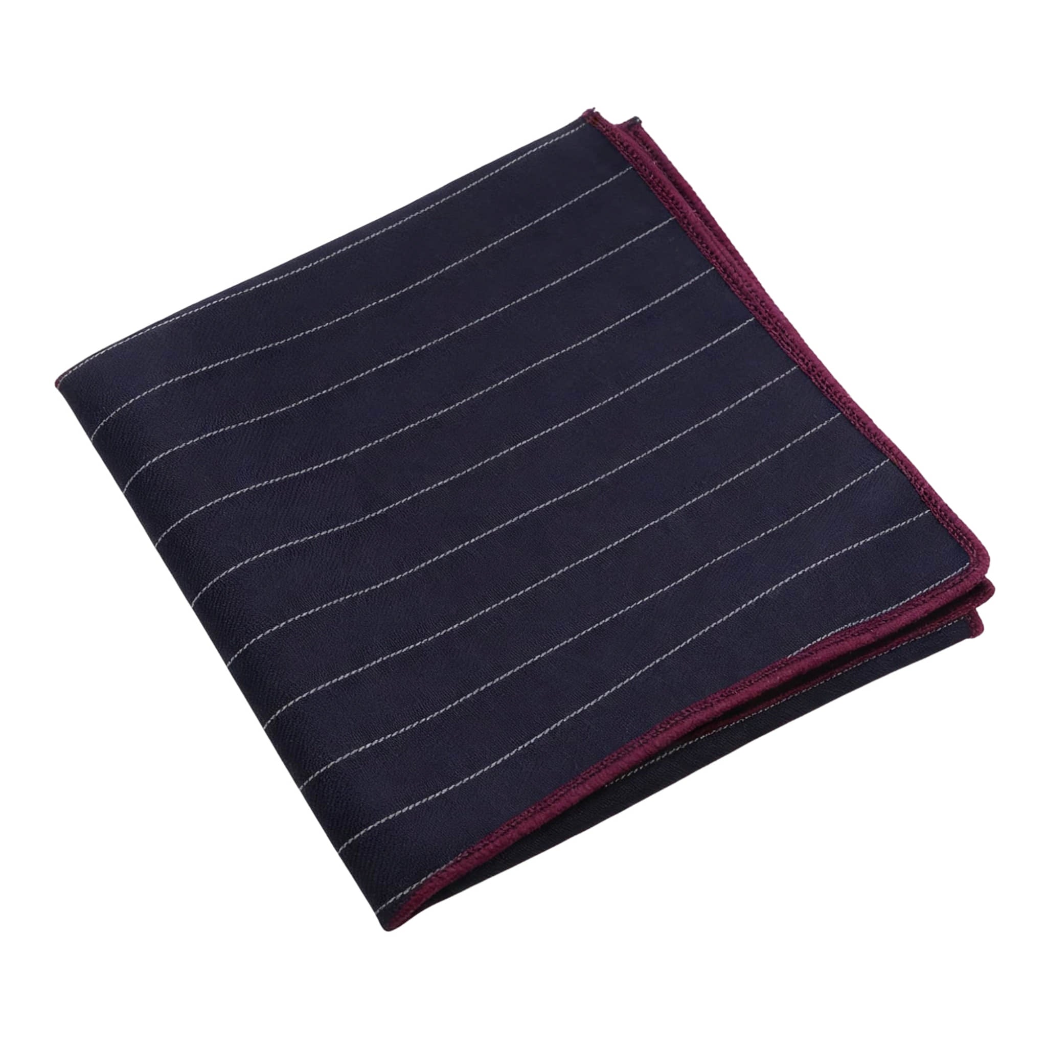 Navy Blue White Striped Pocket Square
