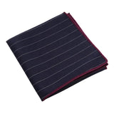 Navy Blue White Striped Pocket Square