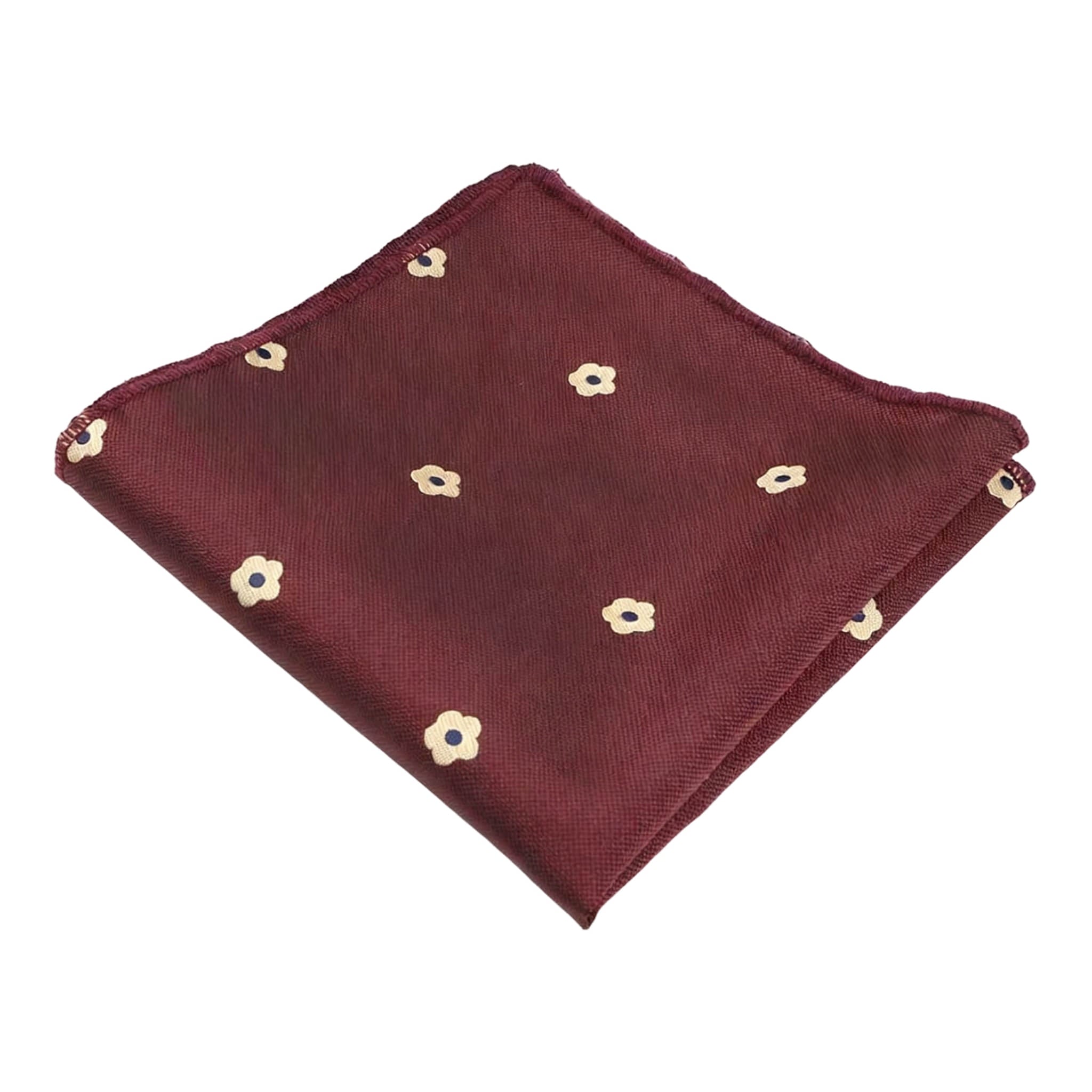 Burgundy Beige Floral Pocket Square