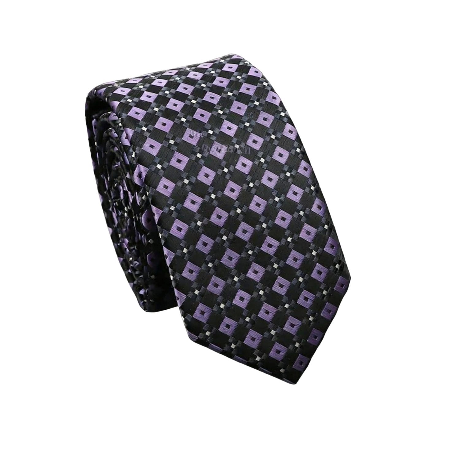 Black With Purple Checkered Necktie