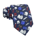 Navy Blue With Book Pattern Necktie