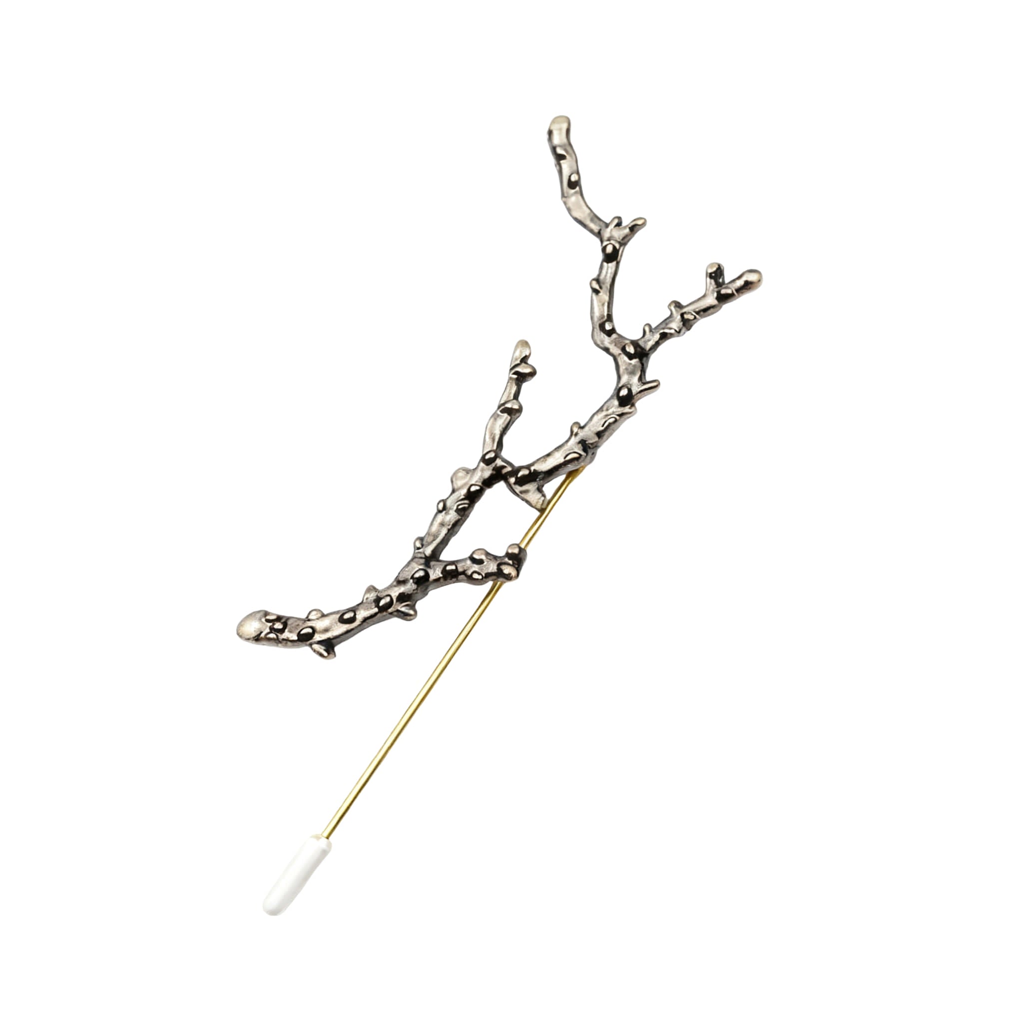 Silver Black Branch Lapel Pin