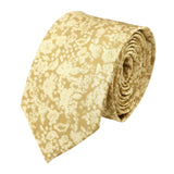 Gold White Floral Necktie