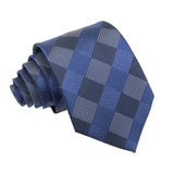 Navy Blue Gray Plaid Necktie