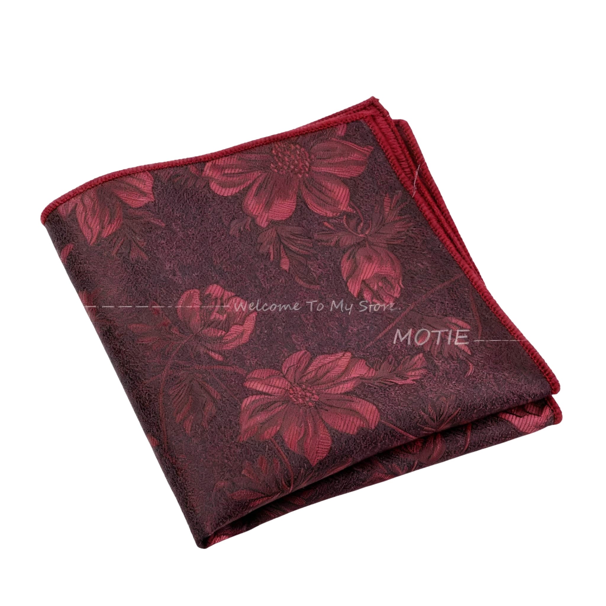 Burgundy Red Floral Pocket Square