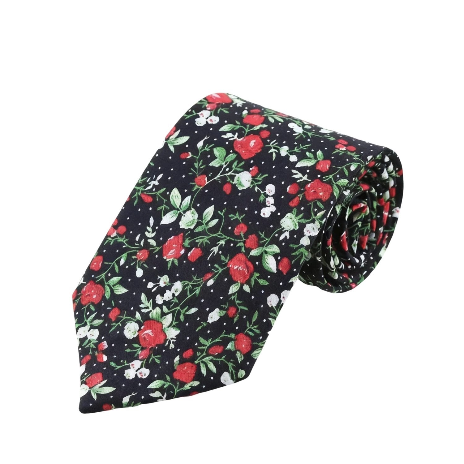 Black With Red Floral Necktie