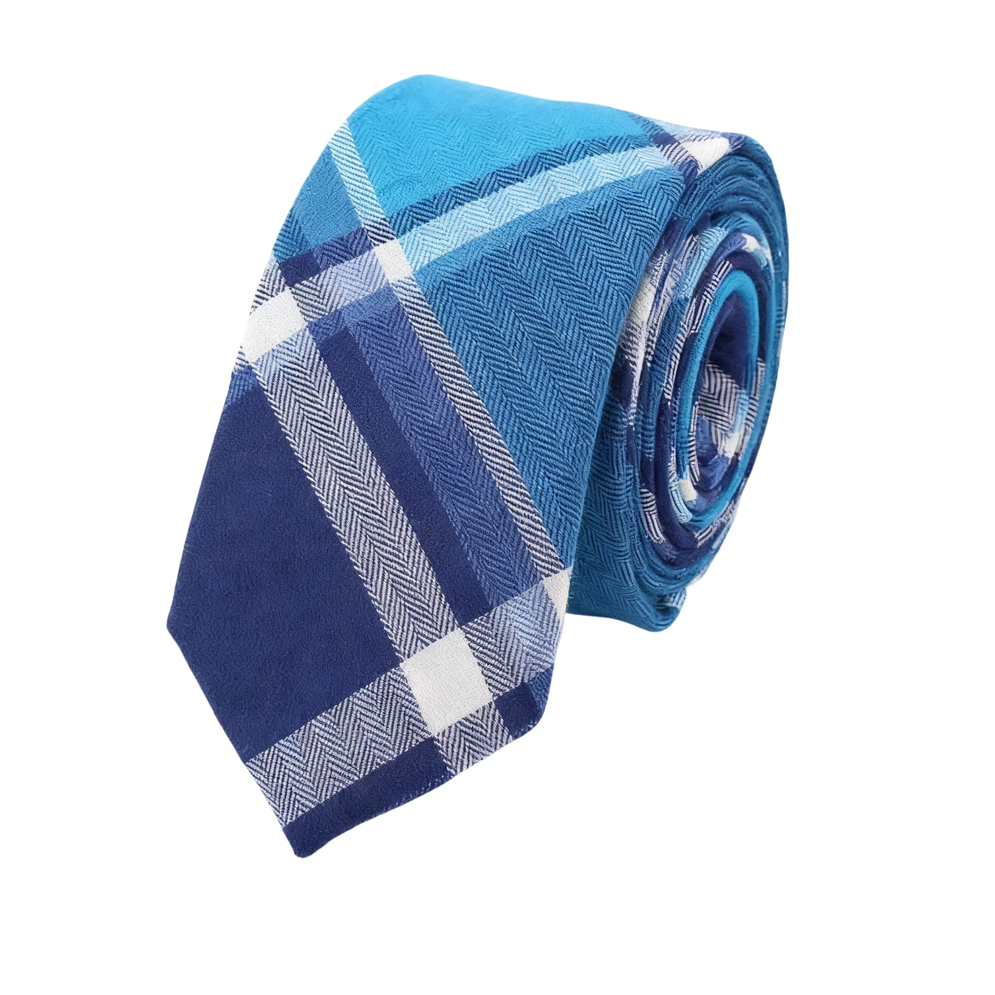 Blue White Plaid Tie
