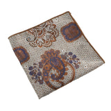 Gray Brown Paisley Pocket Square