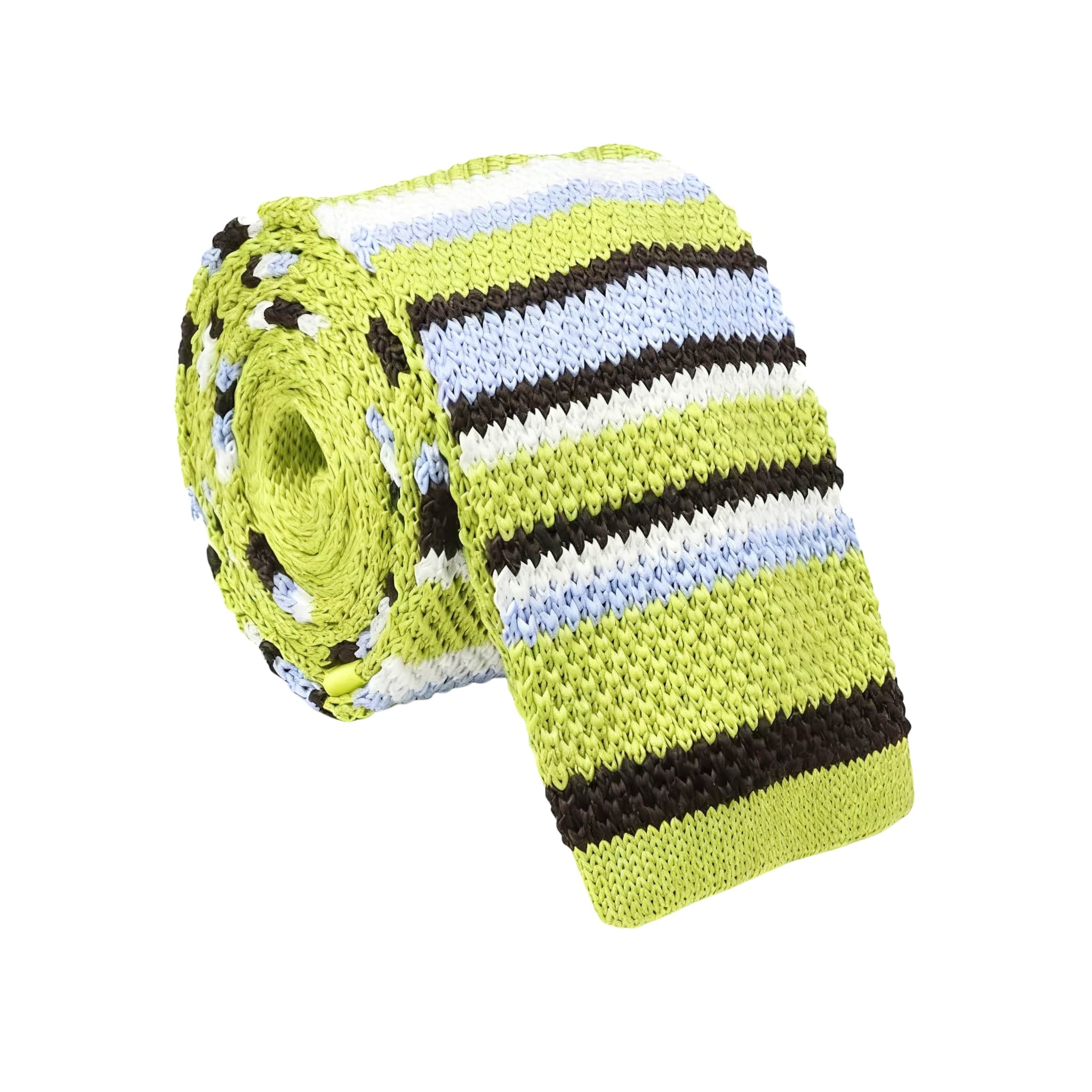 Lime Green Brown Striped Necktie