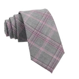 Gray Purple Plaid Necktie