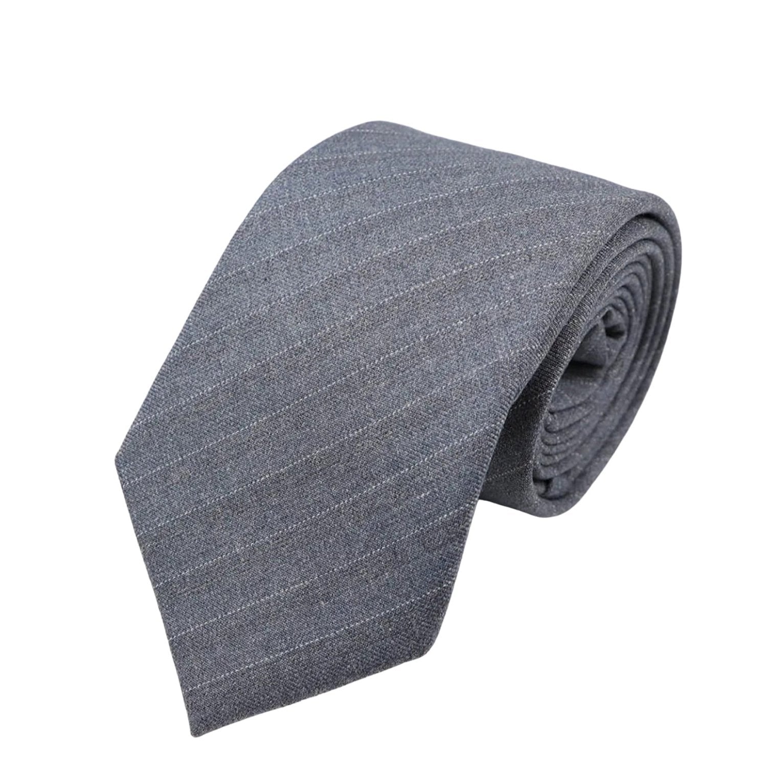 Gray With Fine White Stripes Necktie
