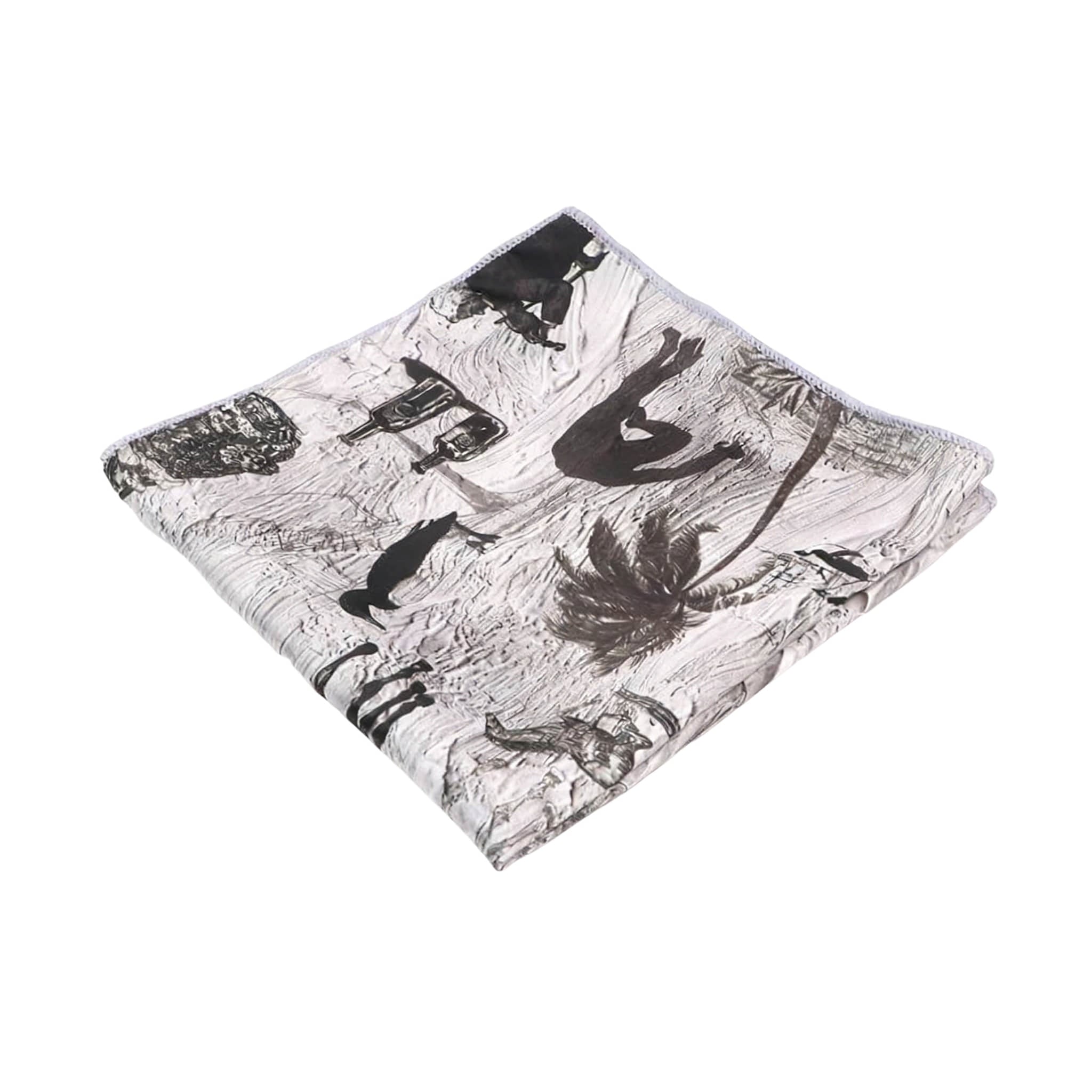 Gray Black Sketch Pocket Square
