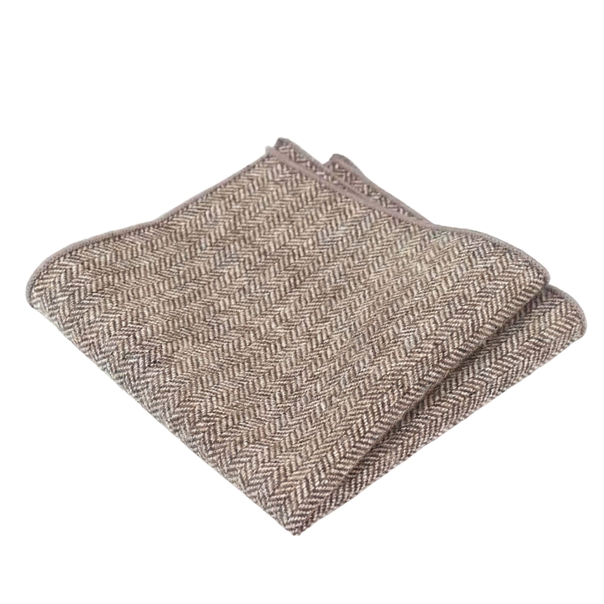Brown Herringbone Pocket Square