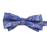 Blue Silver Paisley Bowtie