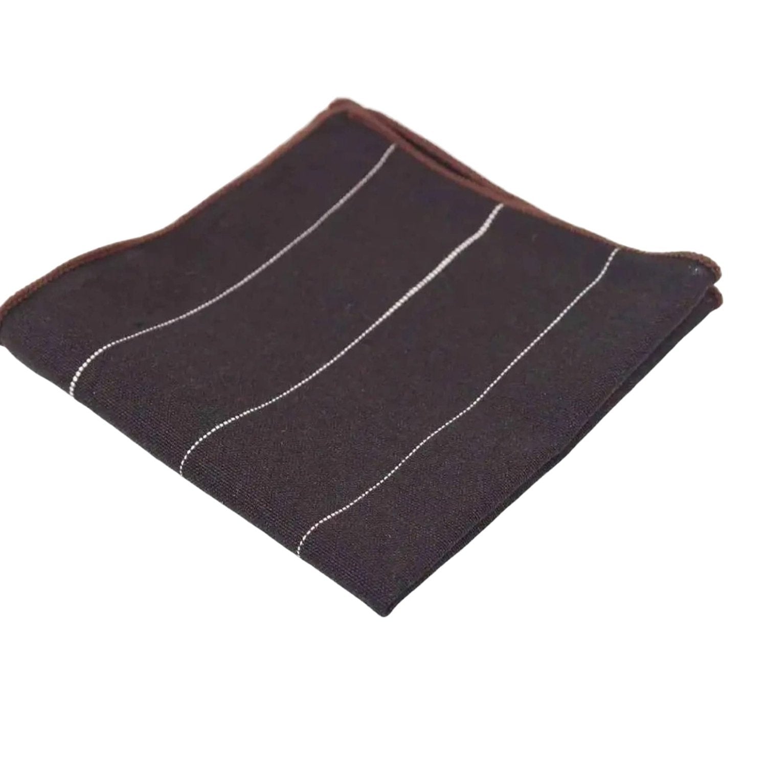 Dark Brown With White Stripes Pocket Square