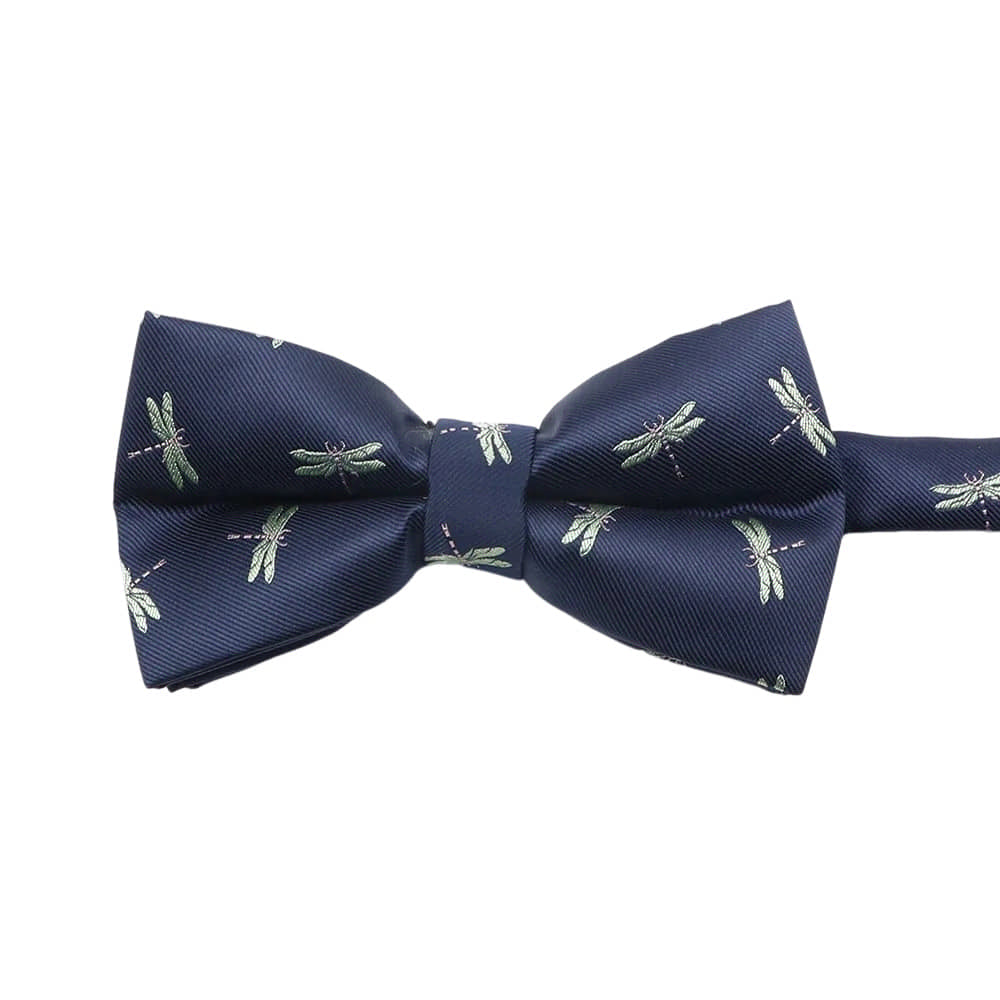 Navy Blue Green Dragonfly Bowtie