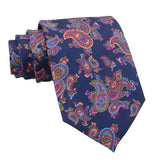Navy Blue Pink Paisley Necktie