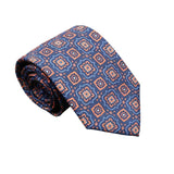Navy Blue With Orange Geometric Medallion Necktie
