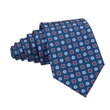 Navy Blue Red Geometric Necktie