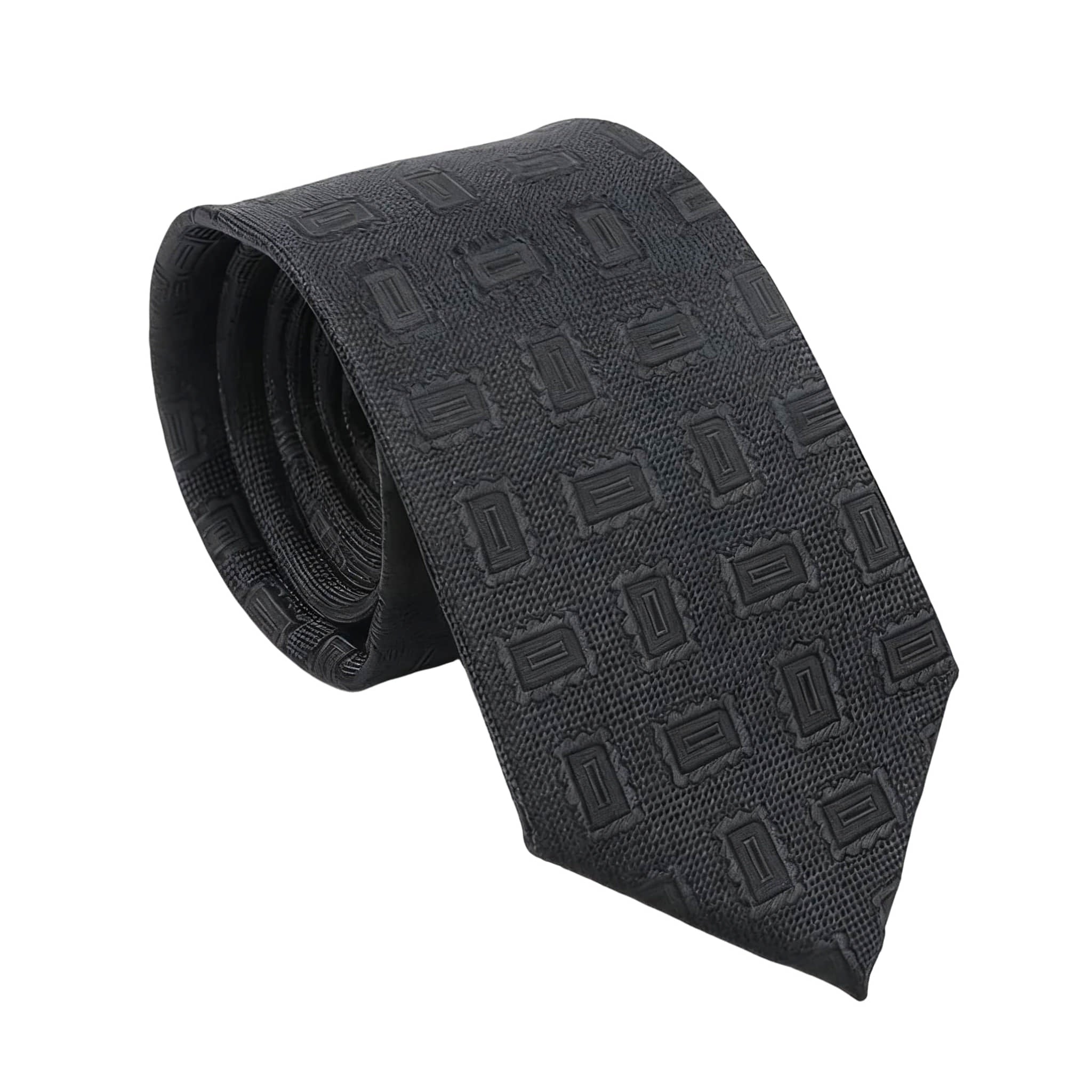Black Black Geometric Necktie