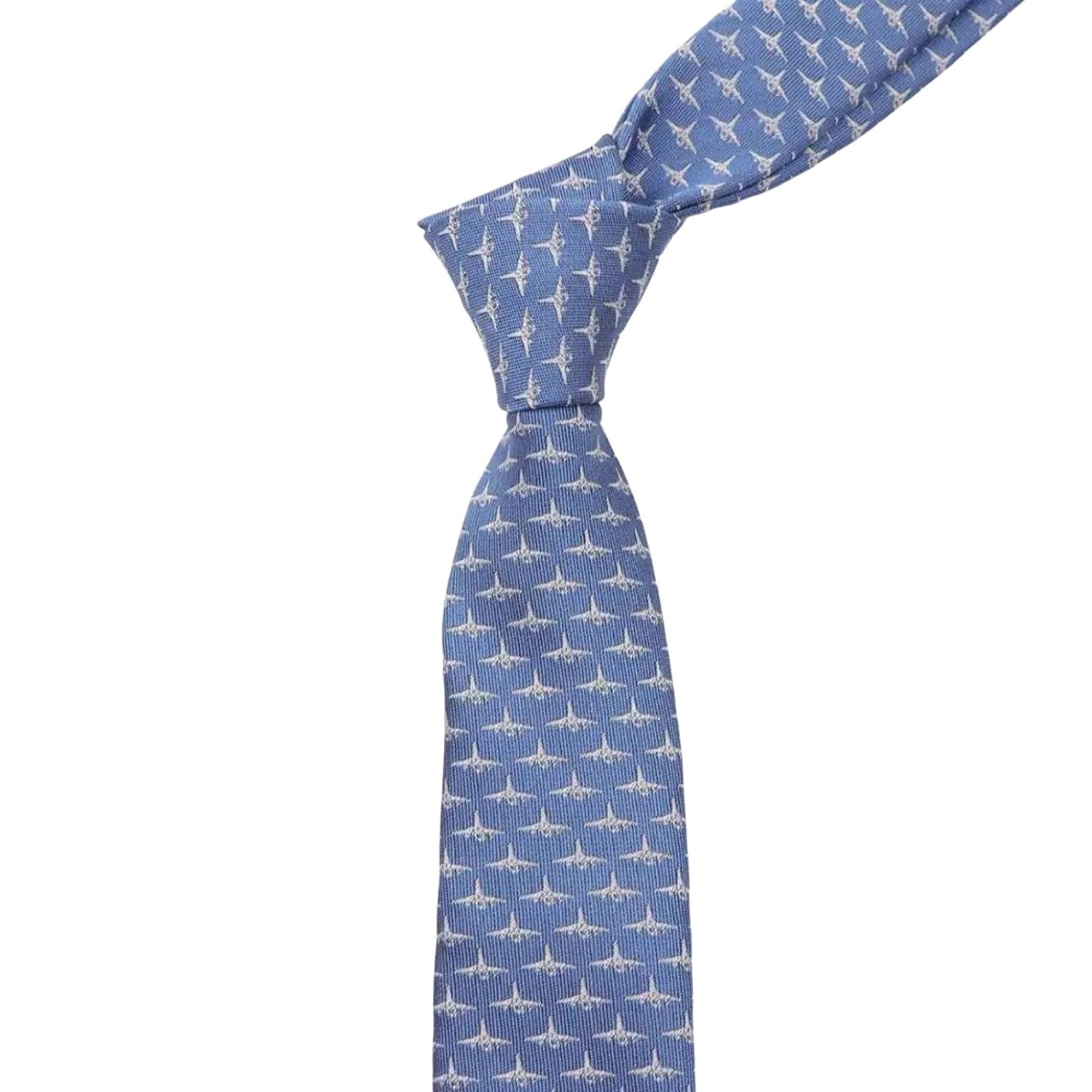 Blue Necktie With White Airplane