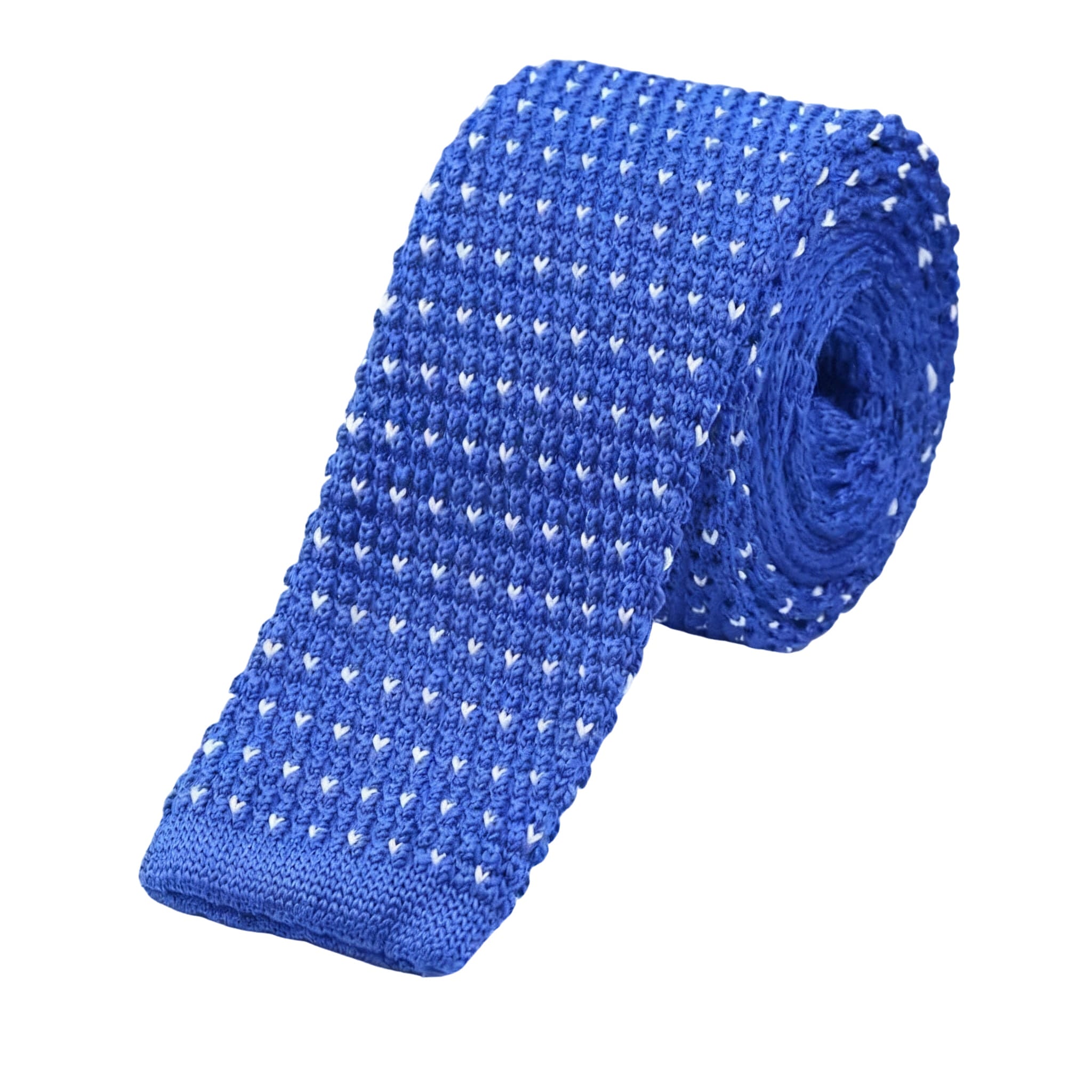 Blue White Dot Knitted Necktie