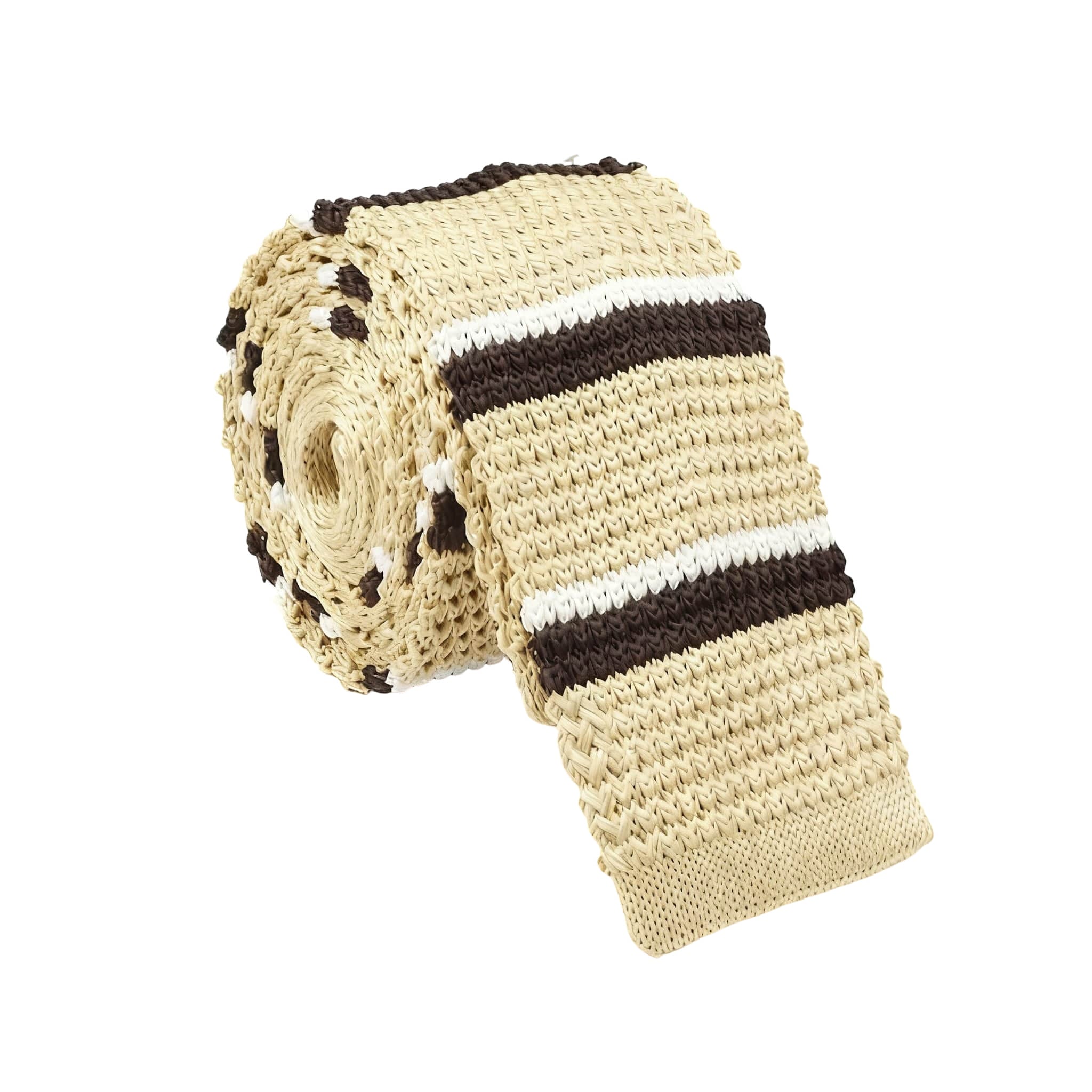 Tan Brown Striped Necktie