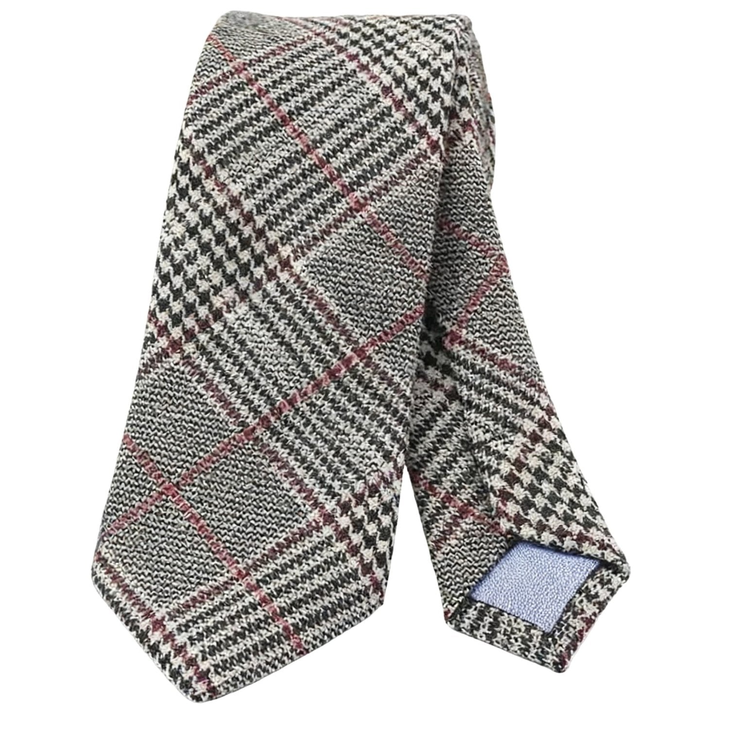 Gray With Red Plaid Necktie