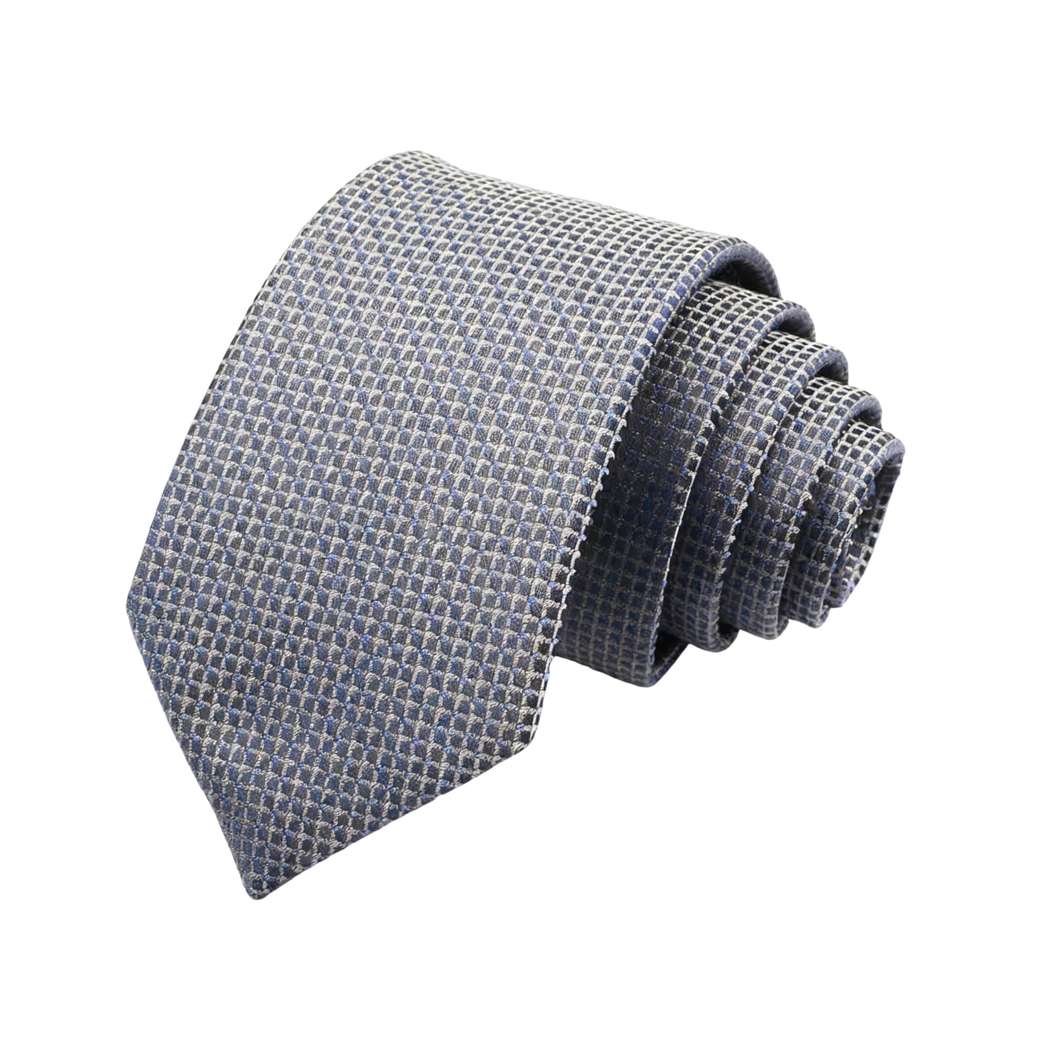 Gray Blue Grid Necktie