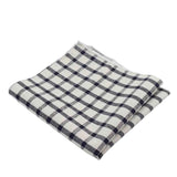 Beige Navy Check Pocket Square