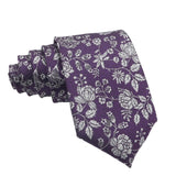 Purple Gray Floral Necktie