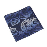 Navy Blue White Paisley Pocket Square