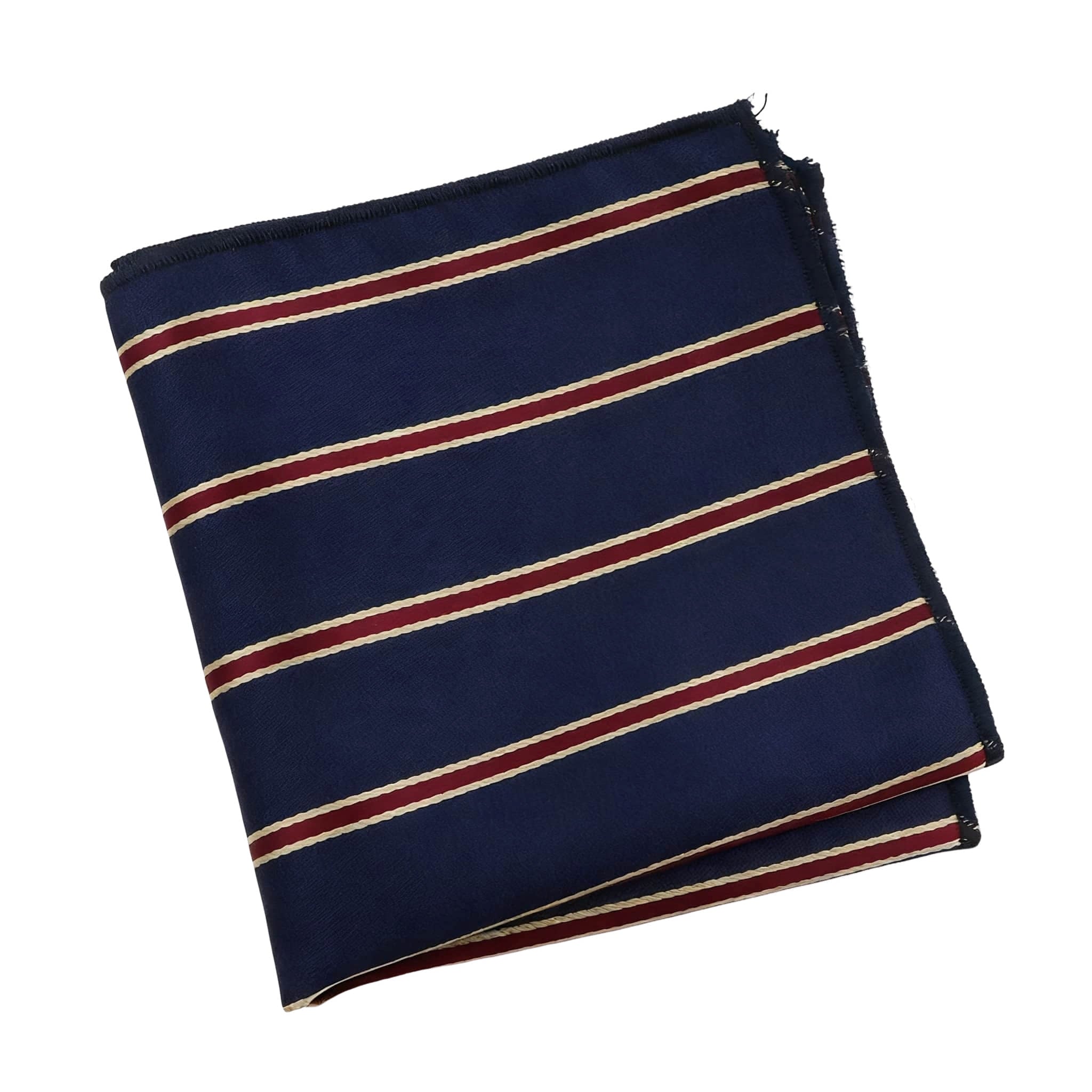 Navy Blue Red Striped Pocket Square