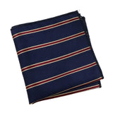 Navy Blue Red Striped Pocket Square