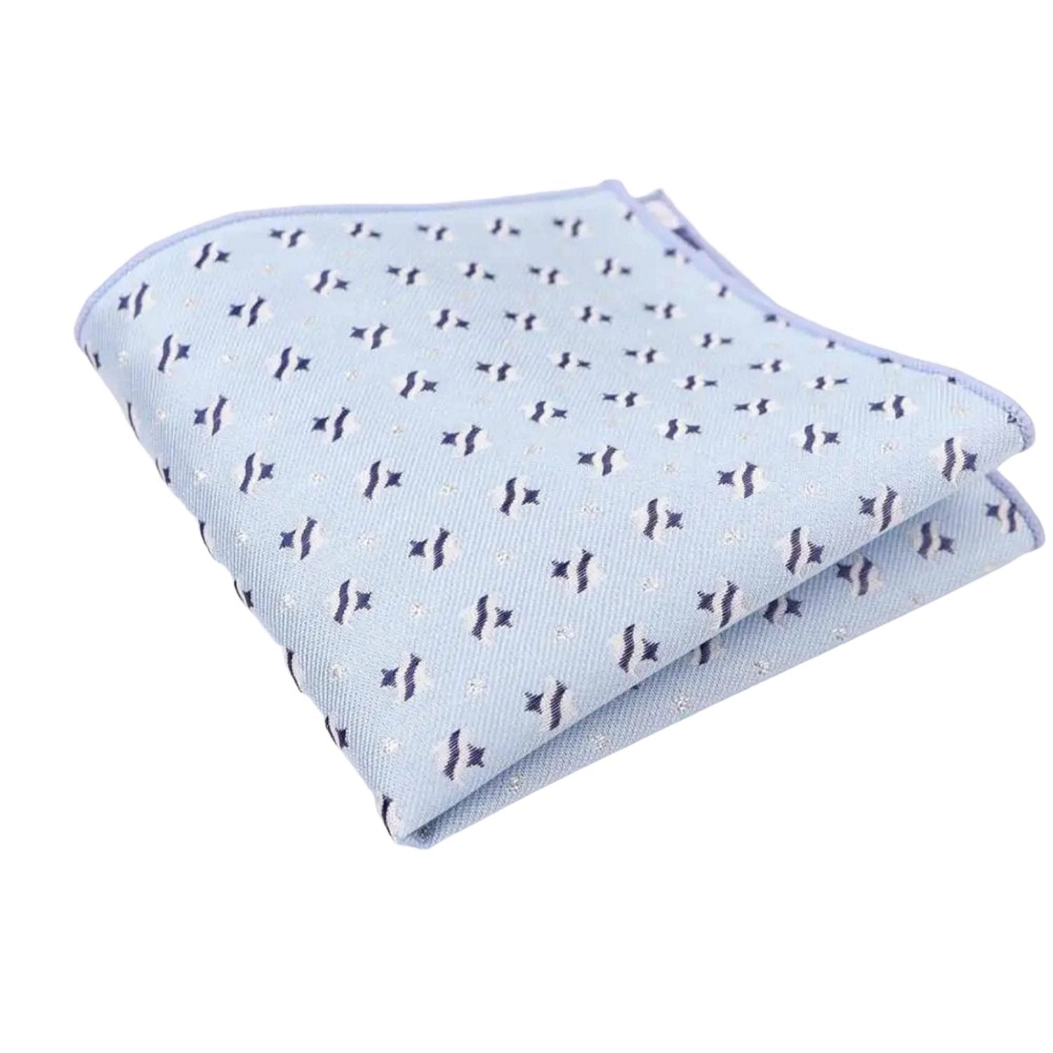 Light Blue With Dark Blue Fish Pocket Square