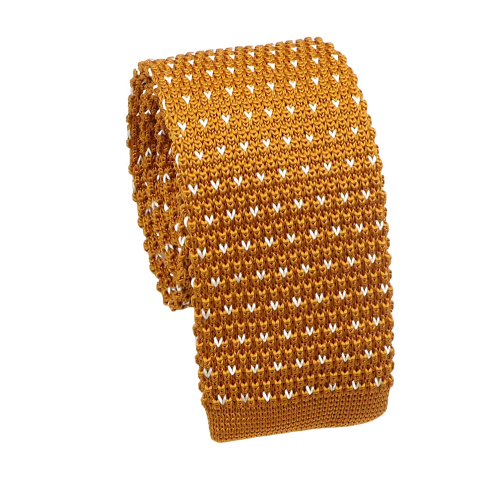 Mustard Yellow White Dotted Necktie