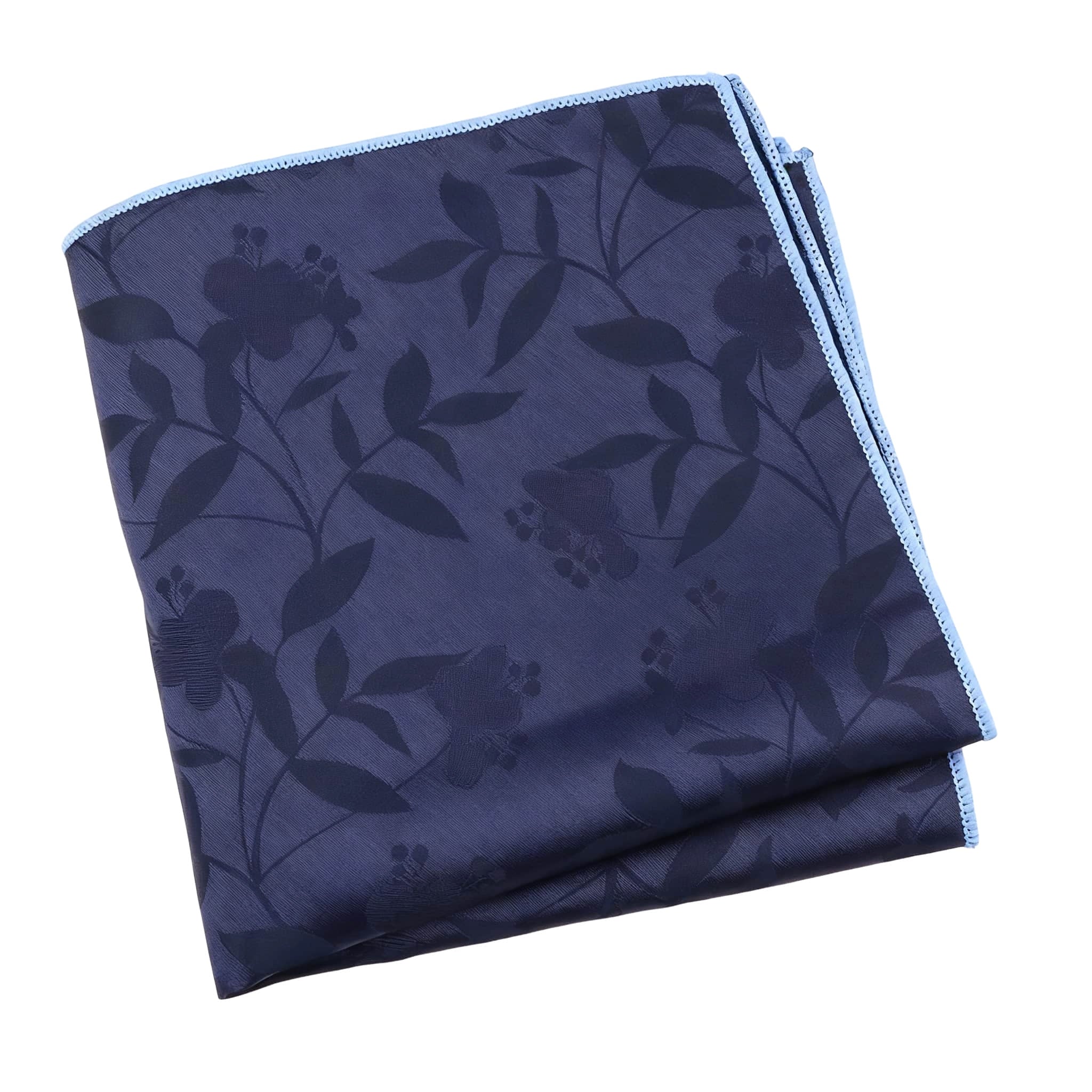 Navy Blue Black Floral Pocket Square