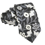 Black White Floral Necktie