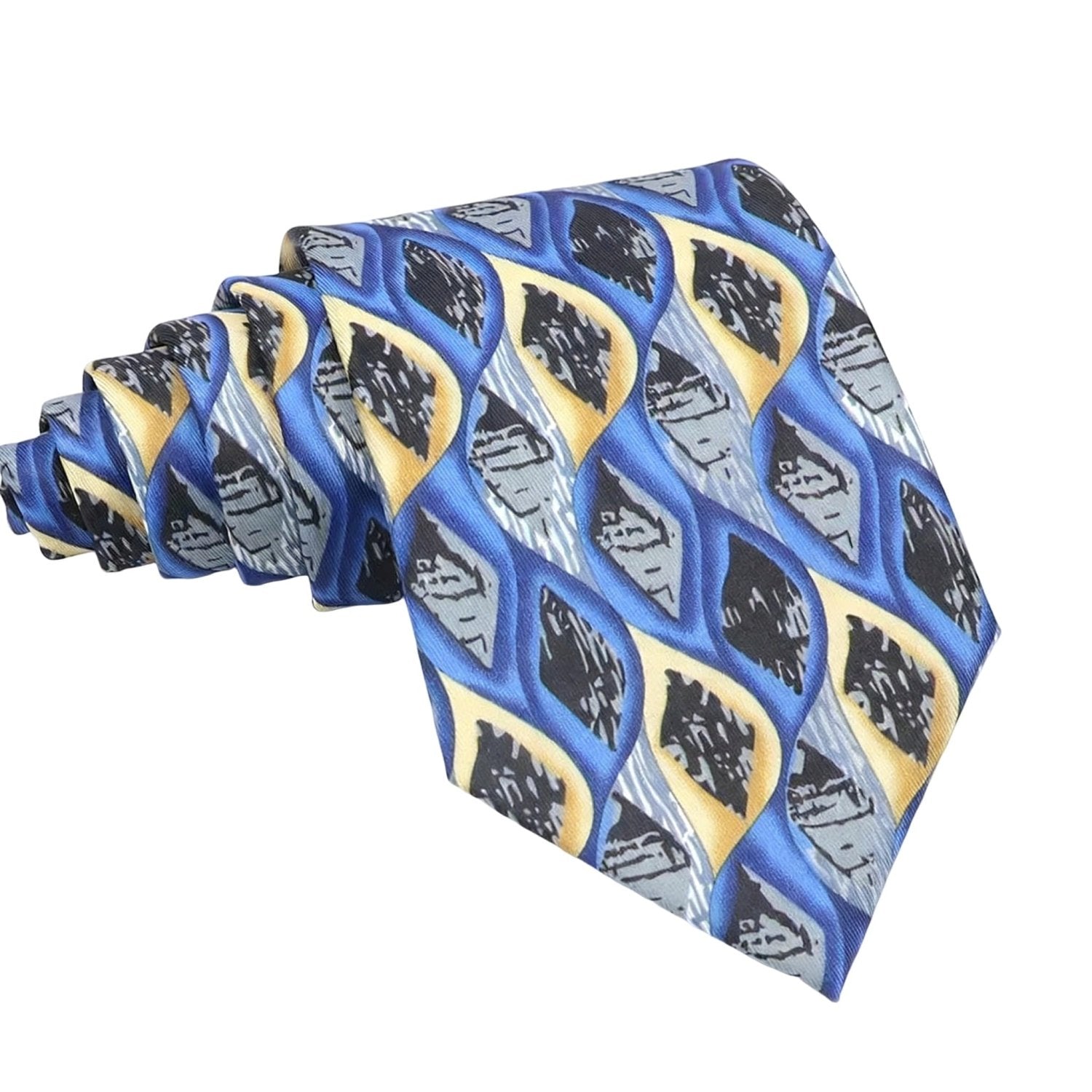 Blue With Yellow Black Figure Necktie