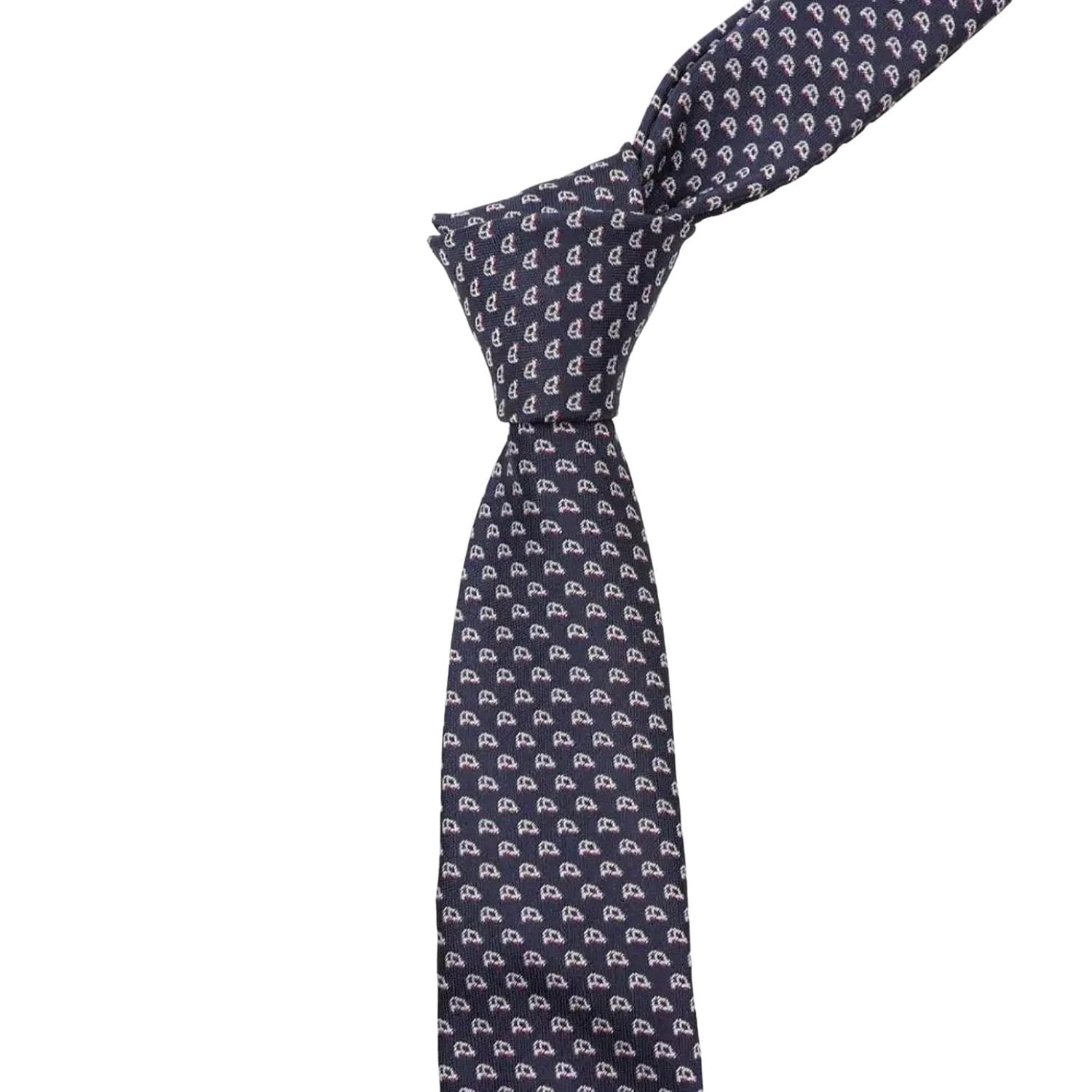 Dark Blue With White Small Repeating Patterns Necktie