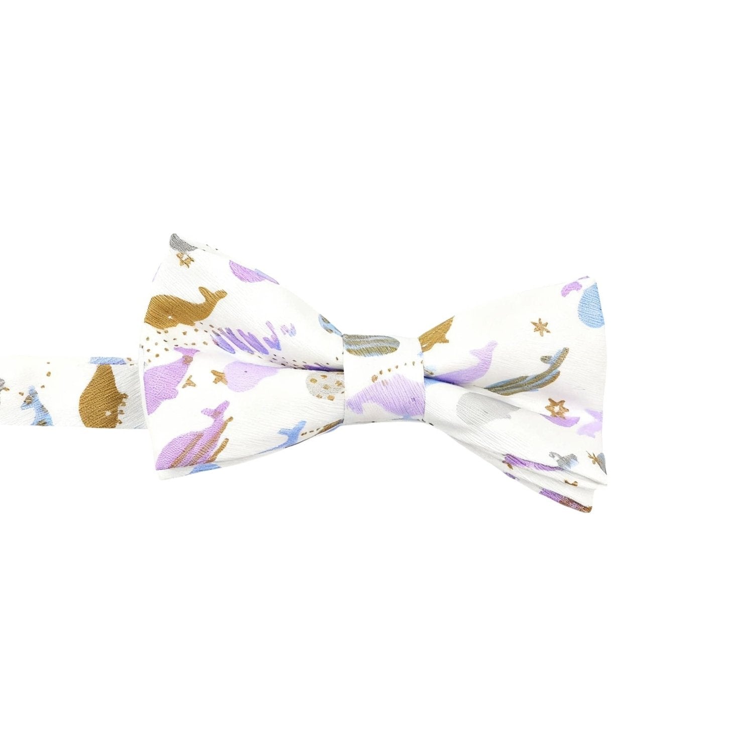 White with Colorful Whales and Stars Bowtie