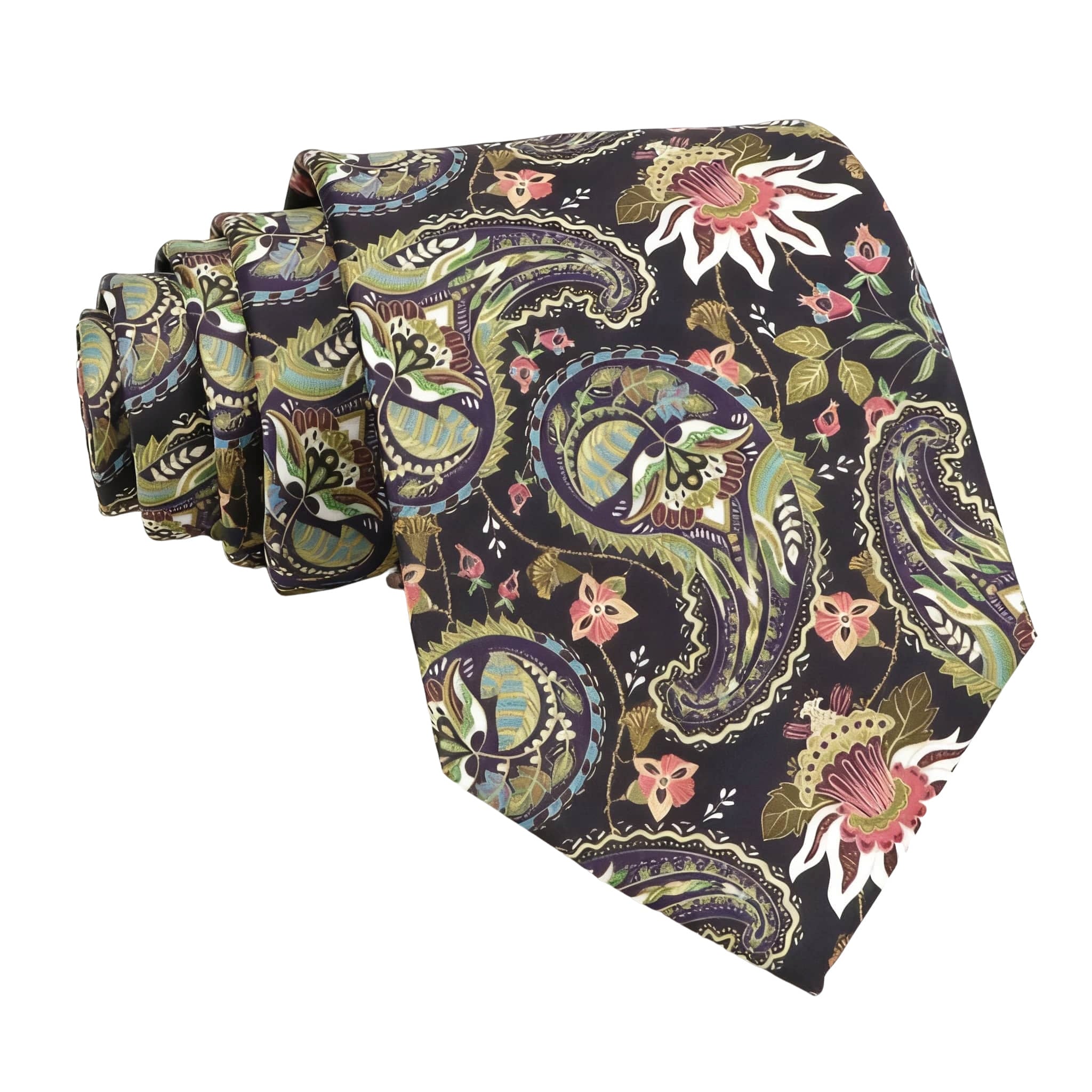 Navy Blue Red Floral Necktie