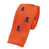 Orange Knitted Skull Tie