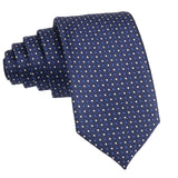 Navy Blue With White Blue Small Squares Necktie