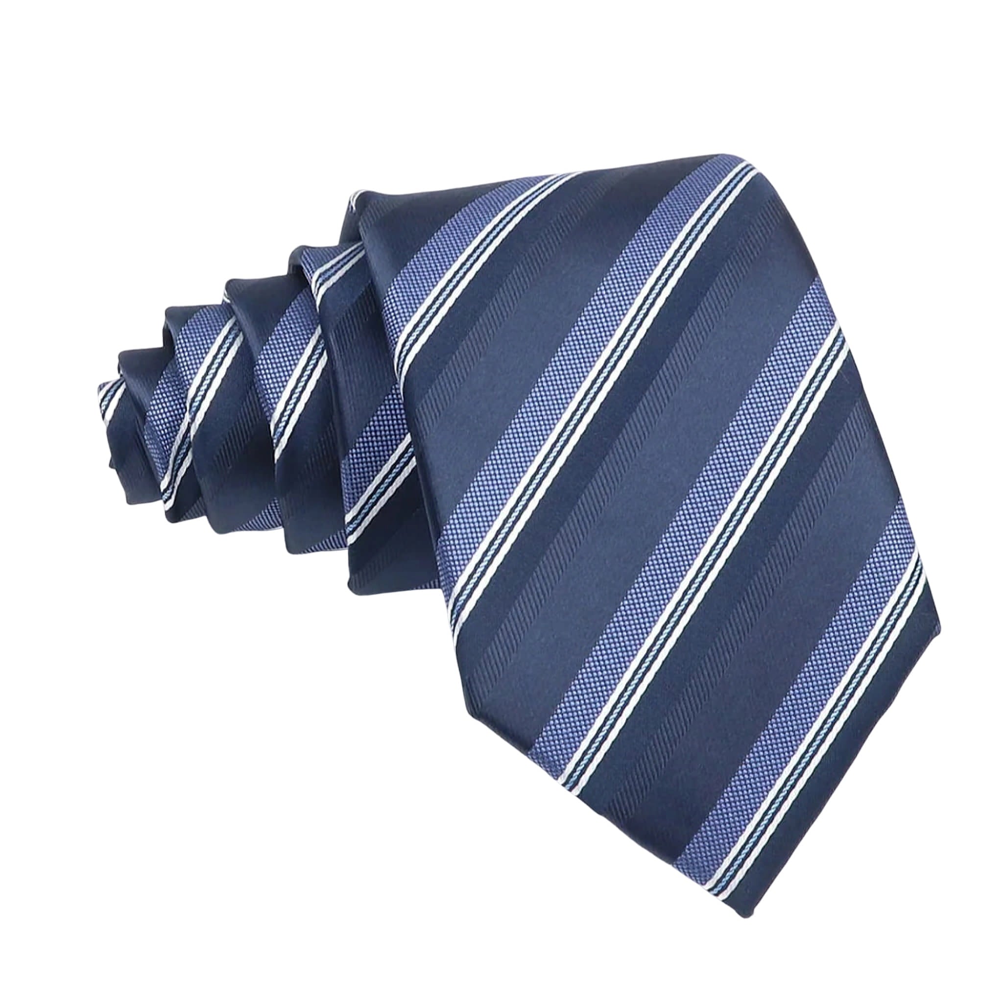 Navy Blue White Striped Necktie