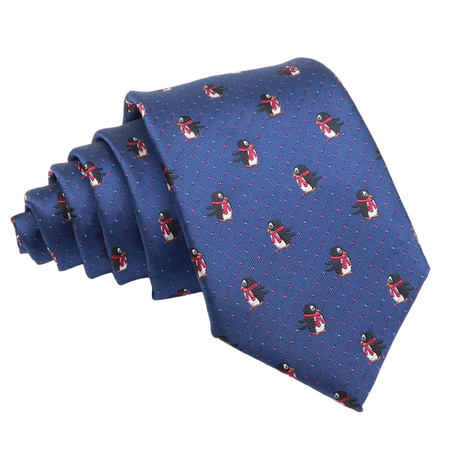 Dark Blue With Red Penguin Necktie