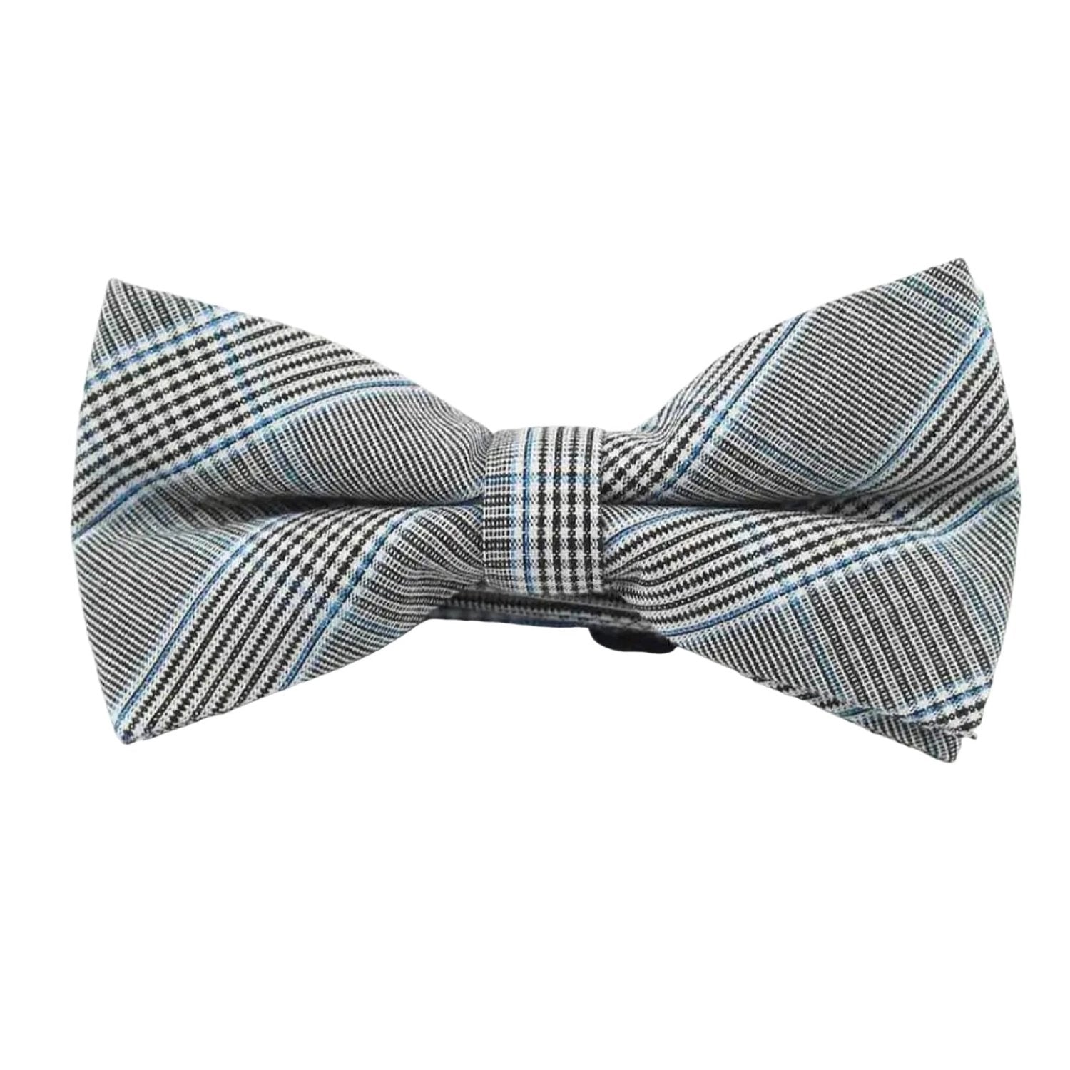 Gray With Blue Plaid Bowtie