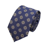 Navy Blue Beige Floral Necktie