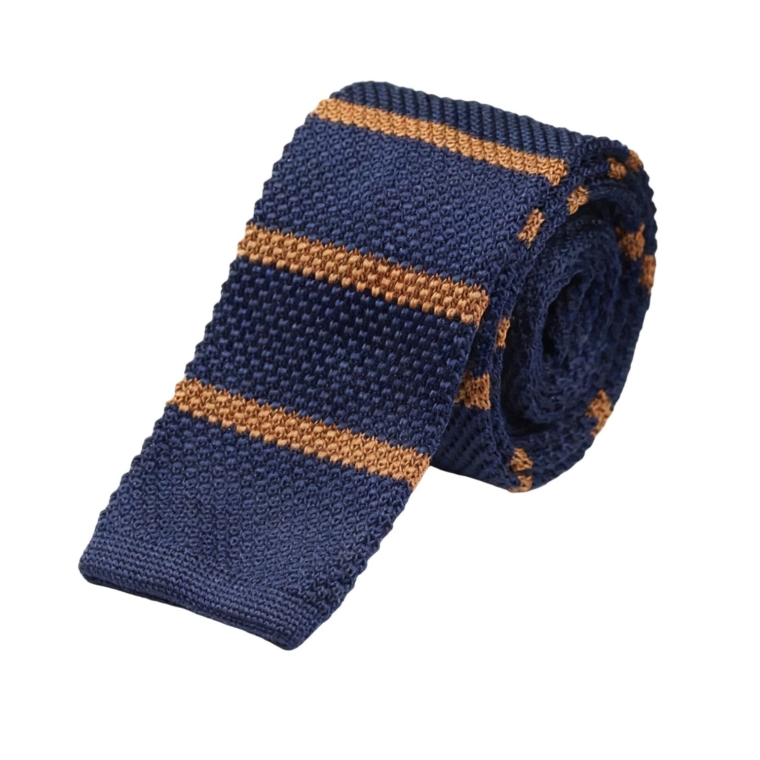 Navy Blue with Brown Horizontal Stripes Necktie